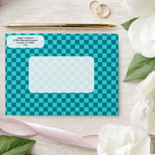 Elegant, Modern Dual Blue Colors Checkered   Envelope