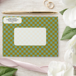 Elegant, Modern Dual Green Colors Checkered   Envelope
