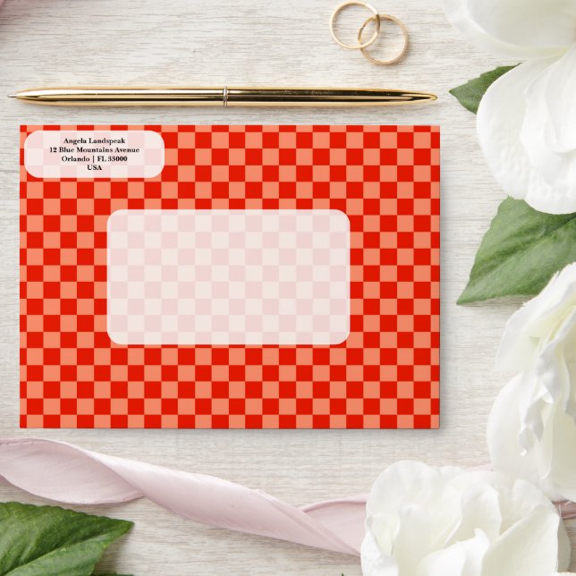 Elegant, Modern Dual Orange Colours Chequered   Envelope (Wedding)