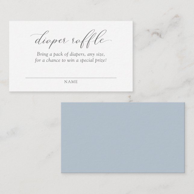 Elegant Modern Dusty Blue Diaper Raffle Ticket Enclosure Card (Front/Back)