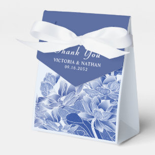 Elegant Modern Dusty Blue Floral Chinoiserie Favour Box