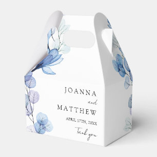 Elegant Modern Dusty Blue Floral Wedding Favour Box