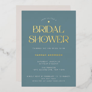Elegant Modern Dusty Blue Gold Star Bridal Shower