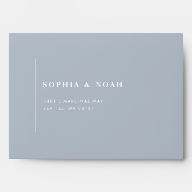Elegant Modern Dusty Blue Minimal Wedding Envelope (Front)