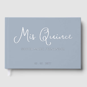 Elegant Modern Dusty Blue Photo Quinceañera Guest Book