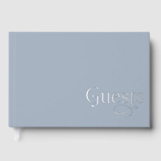 Elegant Modern Dusty Blue Wedding Guest Book