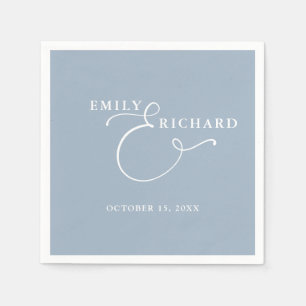 Elegant Modern Dusty Blue Wedding Napkin