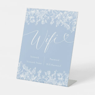 Elegant Modern Dusty Blue Wildflower Wifi Sign