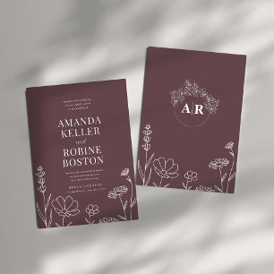 Elegant Modern Dusty Flower Wedding Invitation