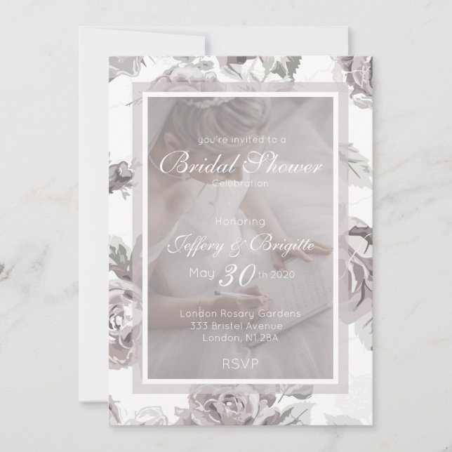 Elegant Modern Dusty Rose Floral bridal shower  Announcement (Front)