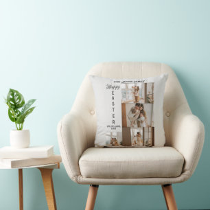 elegant modern Easter, family five photo collage Cushion