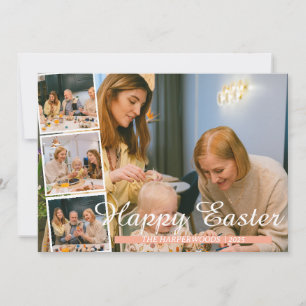 elegant Modern Easter, family Four photo collage Holiday Card