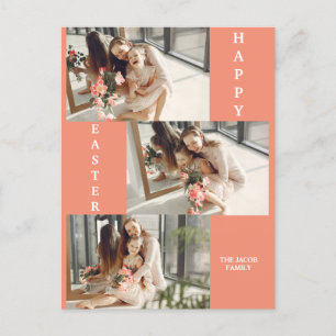 elegant modern Easter, family photo collage Holiday Postcard