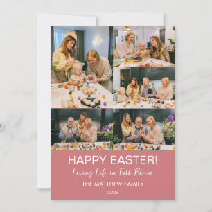 elegant Modern Easter, family six photo collage Holiday Card