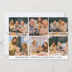 elegant Modern Easter, family Six photo collage Holiday Card