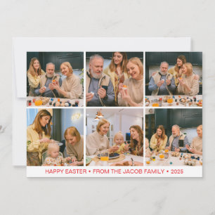 elegant Modern Easter, family Six photo collage Holiday Card