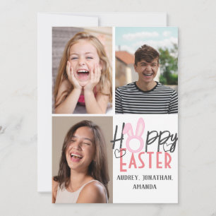 elegant modern Easter, family three photo collage Card
