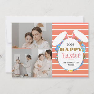 elegant modern Easter family three photo collage  Holiday Card