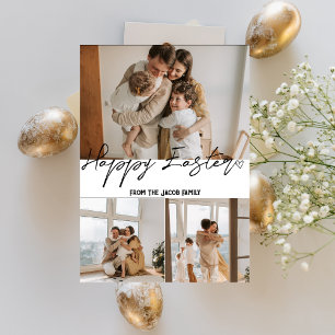 elegant modern Easter, family three photo collage  Holiday Card