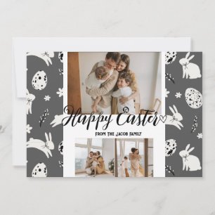 elegant modern Easter, family three photo collage Holiday Card