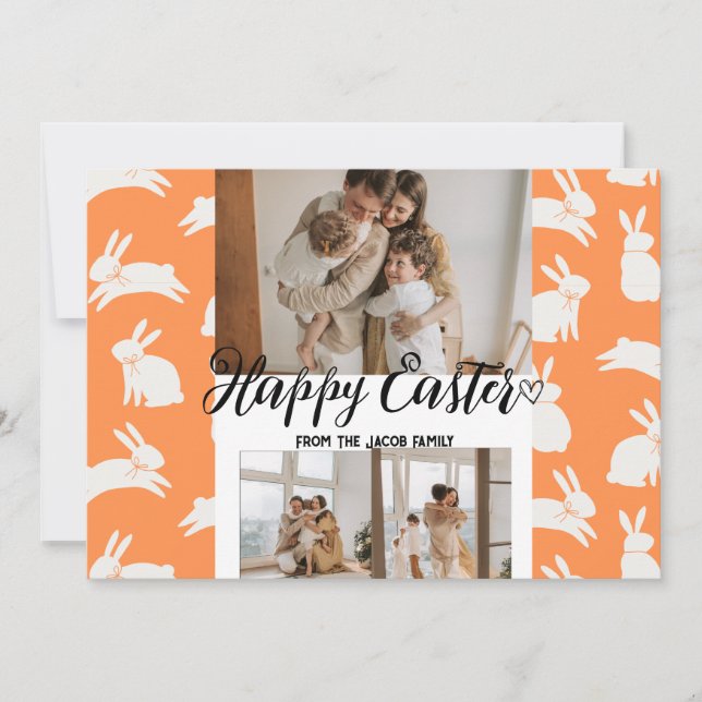 elegant modern Easter, family three photo collage  Holiday Card (Front)