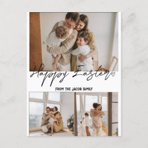 elegant modern Easter, family three photo collage  Holiday Postcard