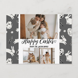 elegant modern Easter, family three photo collage Holiday Postcard