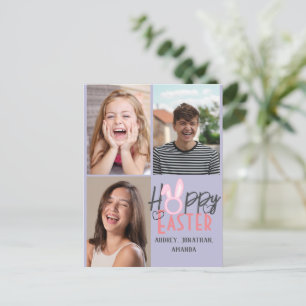 elegant modern Easter, family three photo collage Holiday Postcard