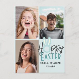 elegant modern Easter, family three photo collage Postcard