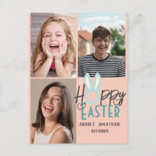 elegant modern Easter, family three photo collage Postcard