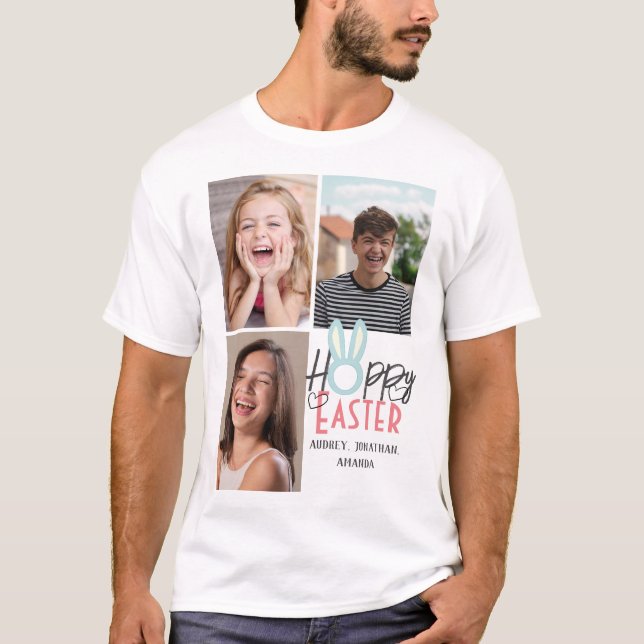 elegant modern Easter, family three photo collage T-Shirt (Front)