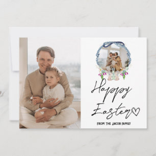 elegant modern Easter, family two photo collage  Holiday Card