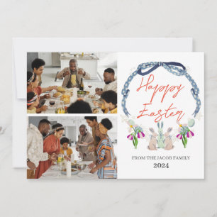 elegant modern Easter family two photo Holiday Card