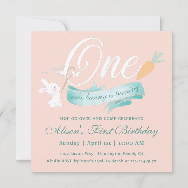 Elegant Modern Easter First Birthday Invitation (Front)