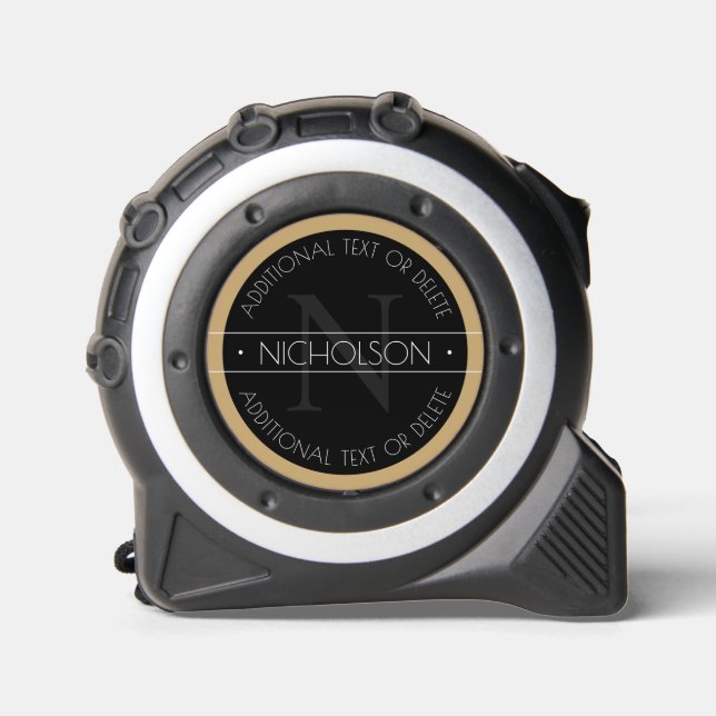 Elegant Modern Editable Monogram Black White Gold 1 (Front)