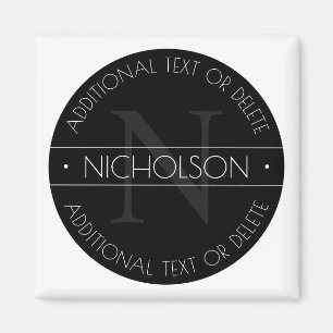 Elegant Modern Editable Monogram Black & White Magnet