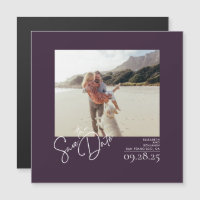 Elegant Modern Eggplant Purple Save the Date Photo