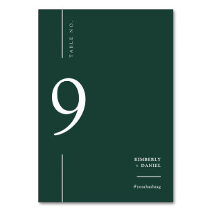 Elegant Modern Emerald Green Boho Wedding Seating Table Number
