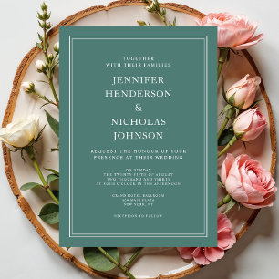 Elegant Modern Emerald Green Wedding  Invitation