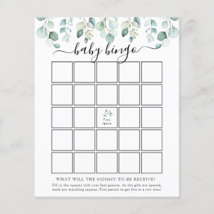Elegant Modern Eucalyptus Baby Bingo Game Card