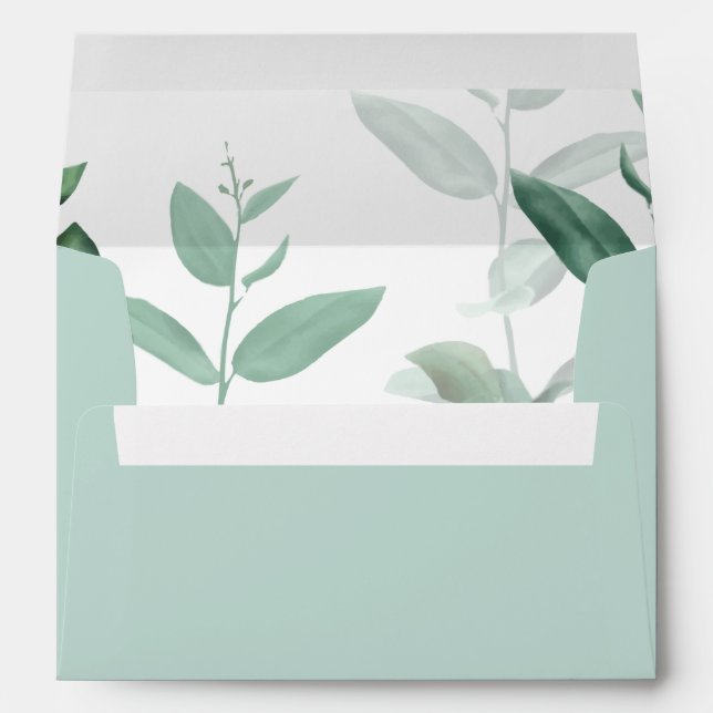 Elegant modern Eucalyptus botanical wedding  Envelope (Back (Bottom))