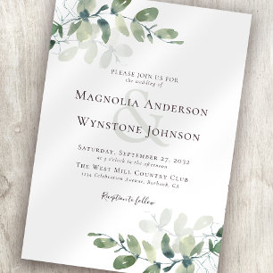 Elegant Modern Eucalyptus Greenery Wedding Invitation