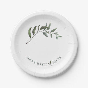 Elegant Modern Eucalyptus Greenery Wedding Paper Plate