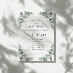 Elegant Modern Eucalyptus Wedding Invitation