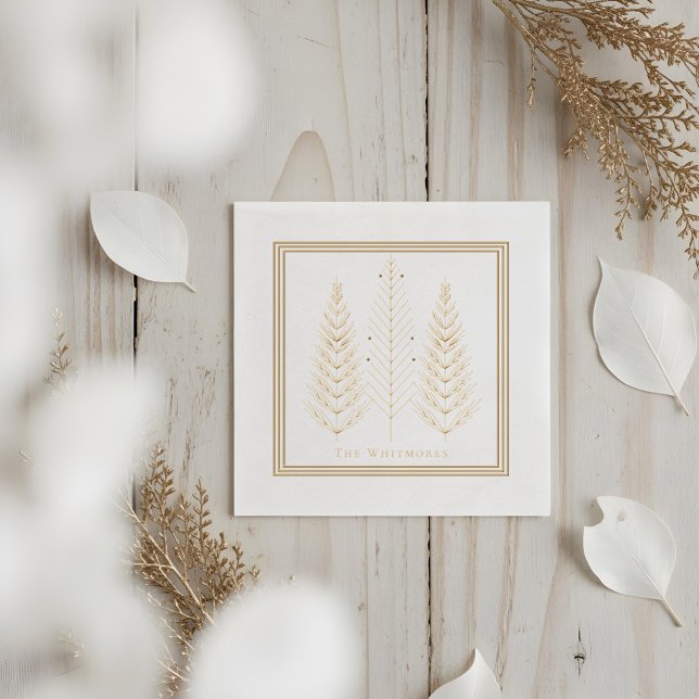 Elegant Modern Evergreen Pine Tree Christmas Foil Napkins (Elegant Modern Evergreen Pine Tree Christmas Foil Napkins)