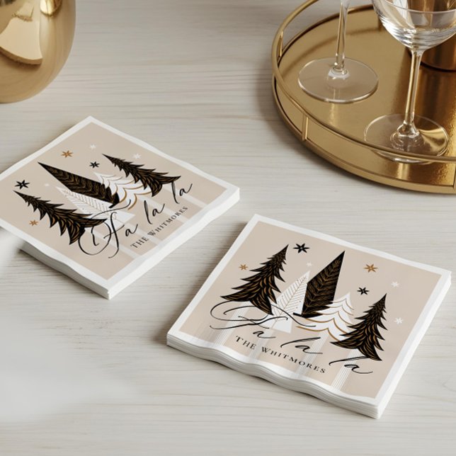 Elegant Modern Fa La La Evergreen Christmas Design Napkin (Elegant Modern Fa La La Evergreen Christmas Design Napkins)