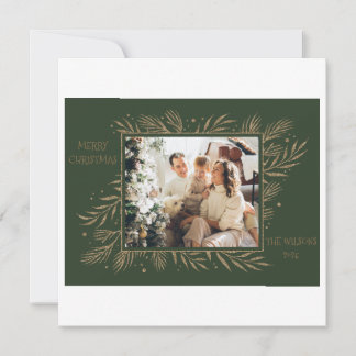Elegant Modern Fa La La Photo Evergreen Christmas Holiday Card