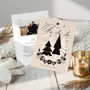 Elegant Modern Fa La La Photo Evergreen Christmas  Holiday Card