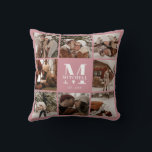 Elegant Modern Family Photo Collage Blush Pink Cushion<br><div class="desc">This 8 Photo Collage Modern Family Personalised Throw Pillow is the perfect way to turn your favourite family photos into a cute and trendy keepsake. With a simple, modern design and elegant Monogram, it's fully customisable to fit your style. Ideal for gifting on Mother’s Day, Father’s Day, birthdays, Christmas, anniversary...</div>