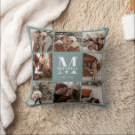 Elegant Modern Family Photo Collage Housewarming Cushion<br><div class="desc">This 8 Photo Collage Modern Family Personalised Throw Pillow is the perfect way to turn your favourite family photos into a cute and trendy keepsake. With a simple, modern design and elegant Monogram, it's fully customisable to fit your style. Ideal for gifting on Mother’s Day, Father’s Day, birthdays, Christmas, anniversary...</div>